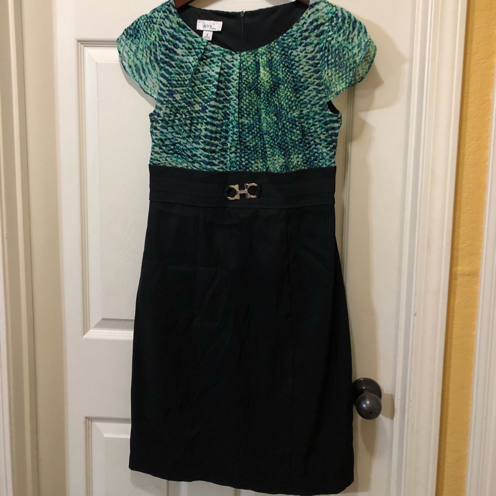 Green and black dress